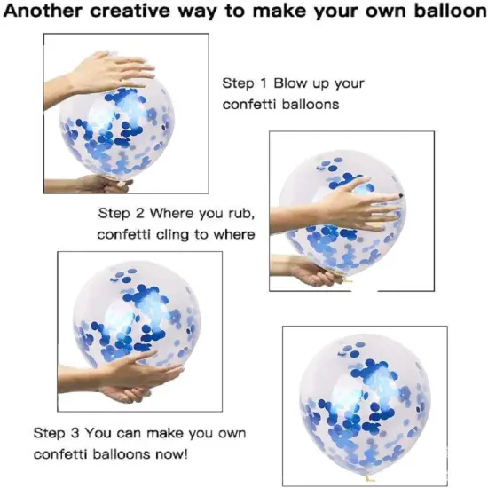 Blue Confetti Balloons 40 pack, 12 inch Transparent Party Balloons with Confetti for Graduation Party Wedding Baby Shower Birthday Carnival Party Decoration Supplies&hellip; {4}