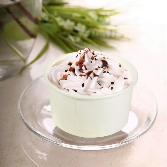 100-Pack Disposable Paper Ice Cream Cups, 5oz Dessert Bowls for Sundae Bar, Frozen Yogurt (White) {5}