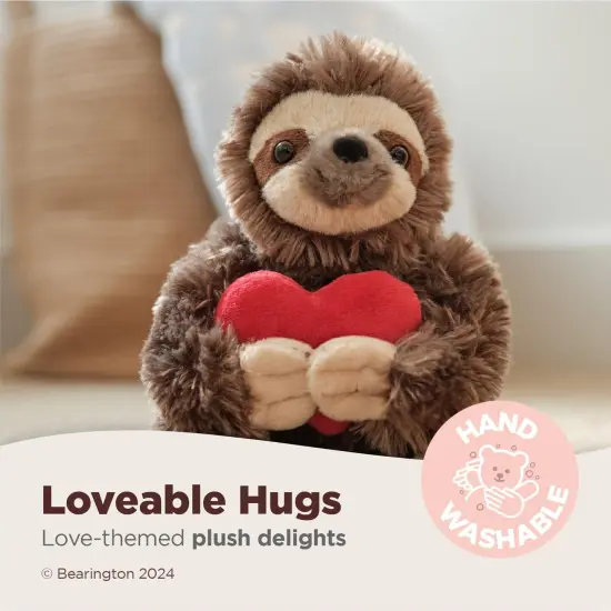 Bearington Lil' Simon Love The Sloth Valentine's Day Stuffed Animal, 6.5 Inch Sloth Plush, Ideal for Valentine's Gift for Kids, For Ages 3-14 Brown {3}