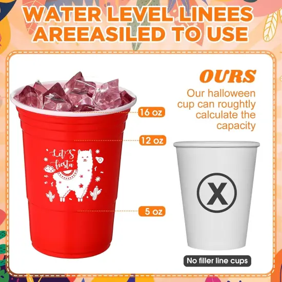 50 Pack Let's Fiesta Cups, Cinco De Mayo 16 oz Plastic Disposable Cups for Mexican Party Hot Cold Drinks Fiesta Taco Birthday Party Supplies Decorations {4}