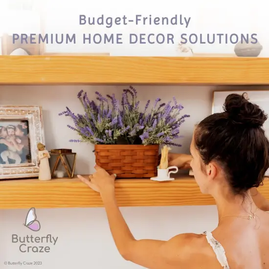 Butterfly Craze Lifelike Artificial Lavender Plants - Perfect for Crafting, Home Decor, and Weddings, Pair with Fake/Dried Flowers like Purple Roses, Nearly Natural Faux Silk Flowers, 4-Piece Bundle {6}