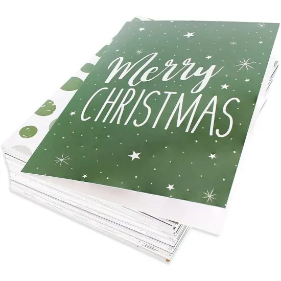 48-Pack Holiday Blank Cards with Envelopes, 4x6 Bulk Christmas Greeting Card Assortment Box, Green and Cream Merry Xmas Festive Designs, Blank Inside {7}