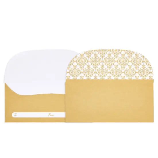100 Pack Gold Money Envelopes for Cash Gifts, Fancy Decorative Design 6.7 x 3.3 In Cash Envelopes for Birthday, Graduations, Weddings, Other Special Occasions, Bulk Pack {7}