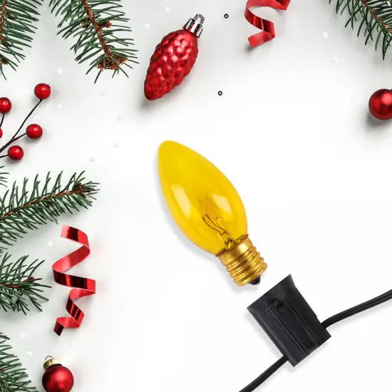 Northlight C9 Transparent Incandescent Christmas Replacement Bulbs - Yellow - Pack of 25 {3}