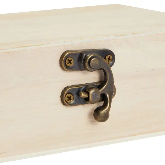 6 Pack Unfinished Wooden Boxes for Crafts with Hinged Lids and Front Clasps, 6 x 4 x 2 In for Jewelry, Crafts, Storage Brown {7}