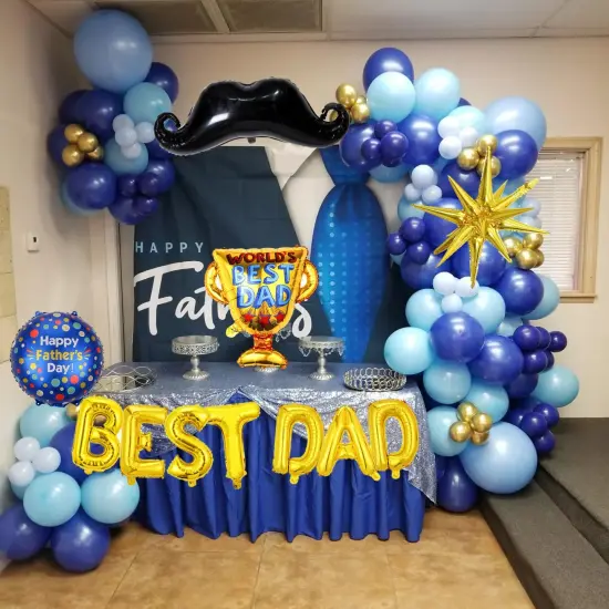 133Pcs Fathers Day Balloons Decorations Garland Arch Kit Include Happy Fathers Day Balloons, BEST DAD Foil Mylar Balloons, Happy Father's Day Party Decoration Supplies {5}