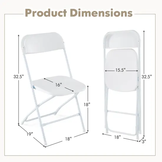 Costway 4/8/12/16/20 Pack Metal Folding Chairs with Plastic Seat & Back Heavy-Duty Metal Frame {3}