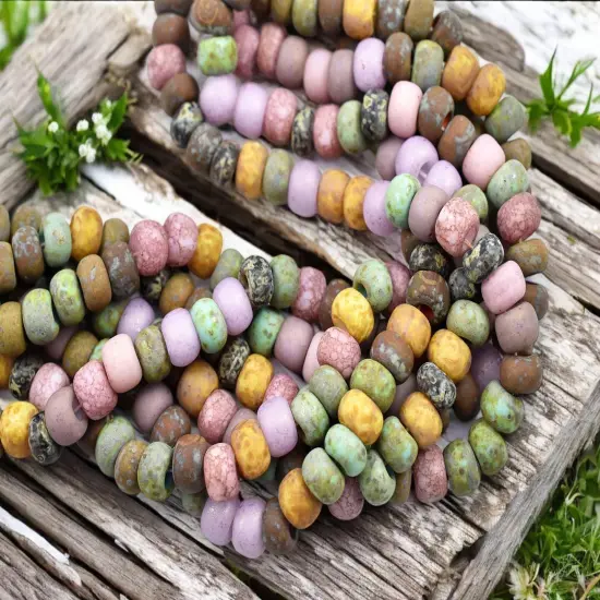 33/0 Aged Matte Rosaline Striped Picasso Seed Bead Mix (9" Strand) {4}