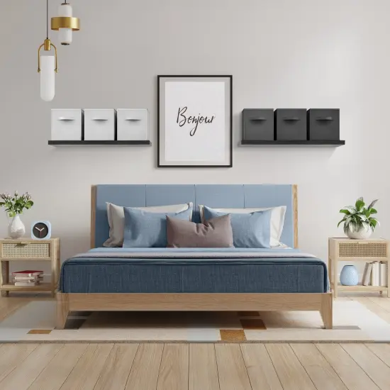 Sorbus Fabric Collapsible Cube Storage Bins Set (6 Pack) Black and white {4}