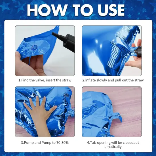 Blue Silver Foil Star Balloons {4}