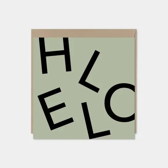 HELLO Square Greeting Card, Typographic {1}