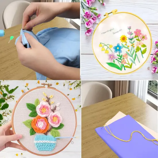 40PCS Large Eye Sewing Needles, 8 Sizes Hand Sewing Sharp Needles, Embroidery Needle, Leather Needle,Stainless Steel Yarn Needles with Threaders & Stitch Markers (Red) {3}