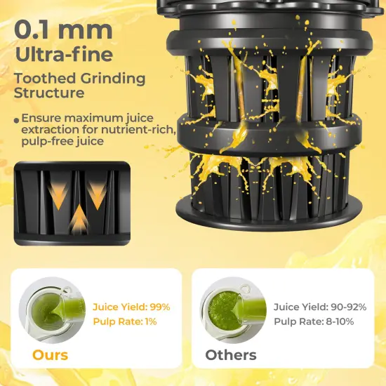 Cold Press Juicer with 5.3" Wide Feed Chute and Ultra-Fine Masticating Technology &ndash; Gray {4}