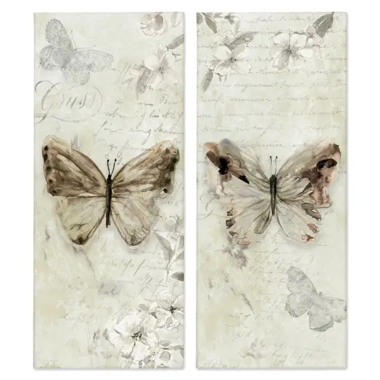 Stupell Industries Vintage Butterfly Scrapbook Page 2 pc Canvas Wall Art Set Design by Carol Robinson {1}