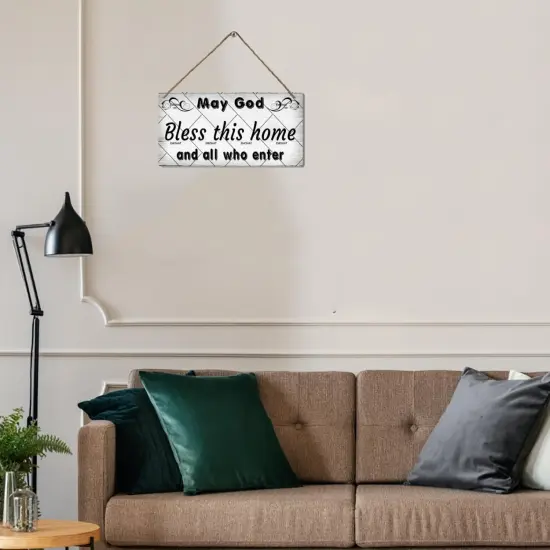 God Bless Wood Sign Painting Signs Rustic Home Decor Wooden Art Sign Wall Decor Dining Room Farmhouse Hallway Front Door Blessed Sign Christian Gifts Wood Plaques Hanging Sign 6x12 Inch {5}