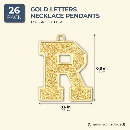 Gold Letter Pendant Charms for Jewelry Making and Crafts (Gold, 26 Pack) {2}