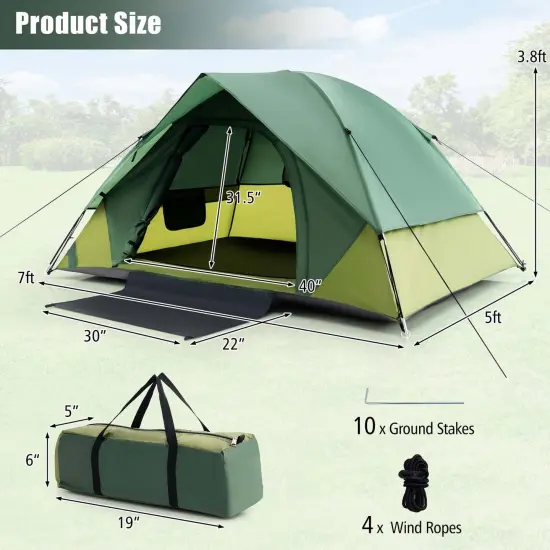Costway 2-person Camping Tent Lightweight Outdoor Tent with Removable Rain Fly Carrying Bag {3}