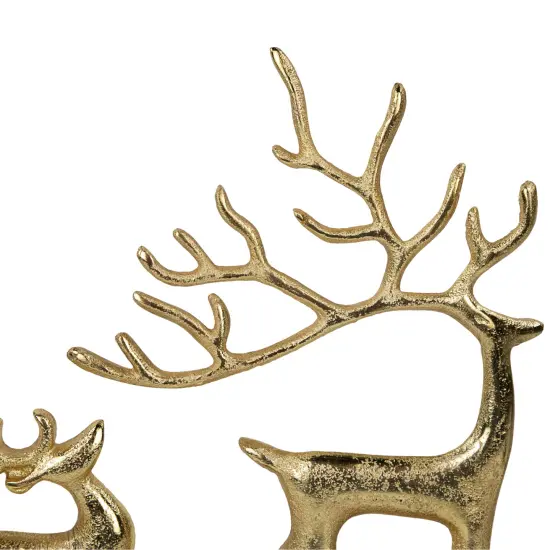 Northlight Reindeer and Fawn Metal Christmas Figure - 10.25" - Gold {7}