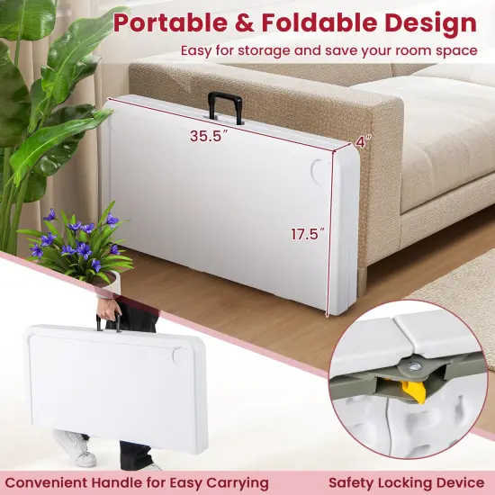 Portable Folding Mahjong Table with Cup Holders and Game Mat Red {6}