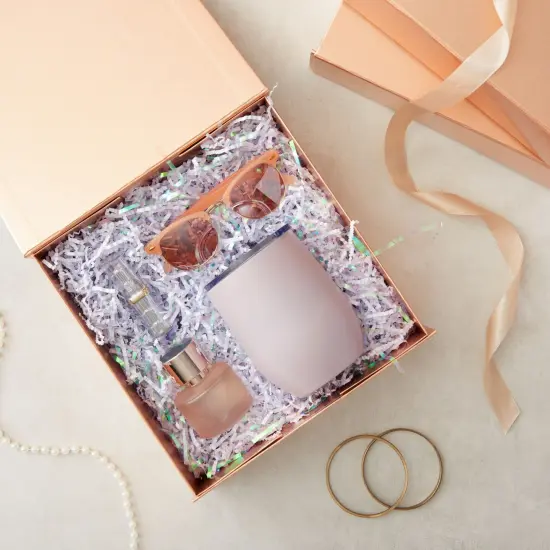 6 Pack Proposal Boxes with Lid for Groomsmen, Bridesmaid, 9.5 x 9.5 x 3.5 Inch Square Glossy Rose Gold Magnetic Gift Box for Parties, Retail {3}