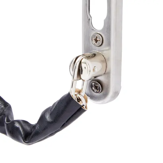 3-Pack Stainless Steel Chain Door Lock with Faux Leather Chain Sleeve, 7.2-Inch Slide-Type Safety Chain Locks for Inside Door, Single-Hung and Double-Hung Windows (Satin Nickel) Silver {3}