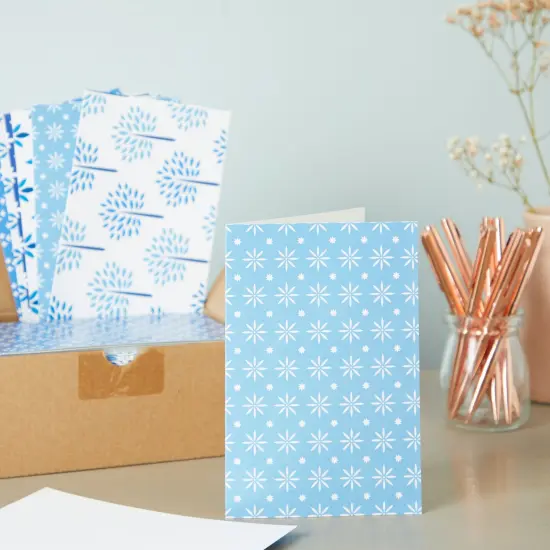 48 Pack Blue Stationery Notecards and Envelopes Set, 4x6-Inch All Occasion Thank You Notes for Birthdays, Business, 6 Floral Designs (Blank Inside) {3}
