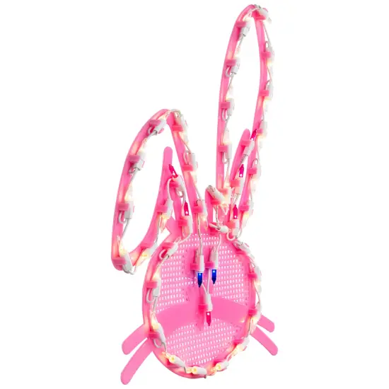 Northlight Lighted Bunny Head Easter Window Decoration - 17" Pink {5}