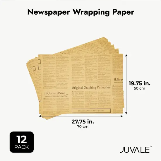 Juvale 12 Sheets of Kraft Paper - Vintage Newspaper Wrapping Paper - Brown Gift Wrap for Arts and Crafts, Bulletin Board Easel, DIY Projects (28 x 20 Inches) {5}