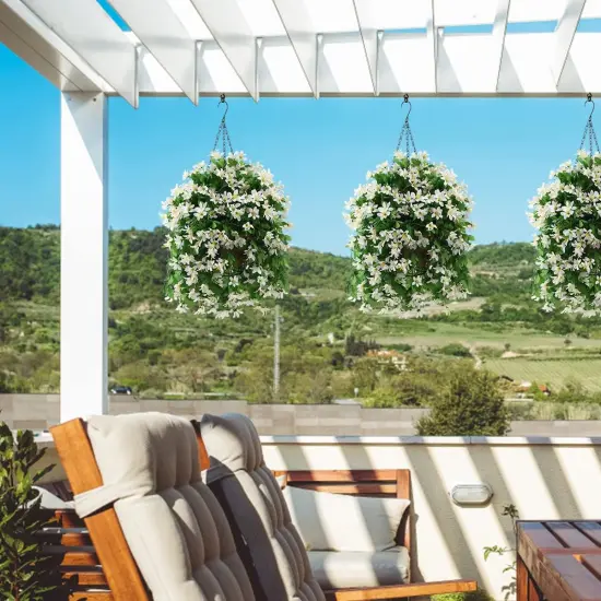 Artificial Hanging Flowers in Basket for Patio Garden Decoration {5}