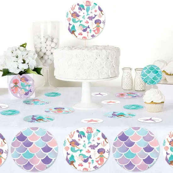 Big Dot of Happiness Mermaid Large Confetti, Mermaids Theme Birthday Party Table Decorations, Giant Circle Confetti - 27 Count {5}