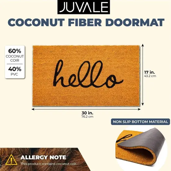 Hello Coco Coir Doormat for Patio, Natural Fall Welcome Mat for Front Door (17 x 30 In) Brown {2}