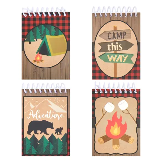32 Pack Camp Adventure Theme Notepads for Kids, 4 Wilderness Designs (2.5 x 3.5 In) {6}