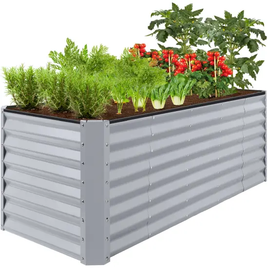 Best Choice Products 8x2x2ft Raised Metal Outdoor Garden Bed, Planter Box for Flowers, Vegetables, Herbs Moonlight Gray {1}