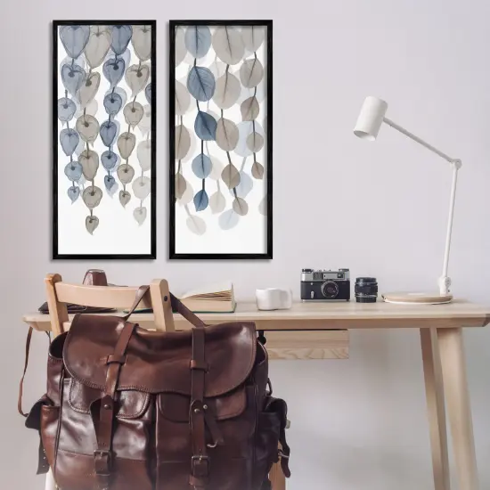 Stupell Industries Neutral Opaque Cascading Leaves Framed Giclee Art Black Frame {2}