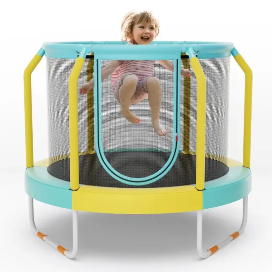 Kids Trampoline with Safety Net, Silent Bungees and 265 lbs Capacity {4}