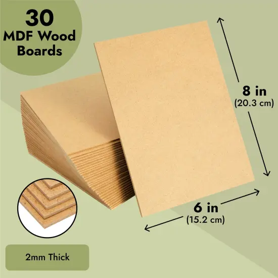 30 Sheets Thin MDF Wood Boards for Crafts, 2mm Medium Density Fiberboard (6 x 8 In, Brown) {4}