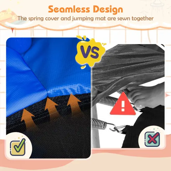 Kids Trampoline with Detachable Canopy, Safety Net, Zipper Door and Foam Padding Orange {5}