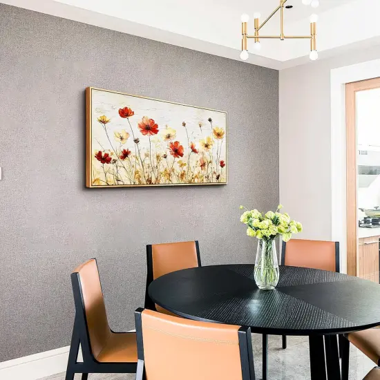 Large Framed Canvas Wall Art For Living Room Wall Decoration For Bedroom Abstract Flower Painting Wood Frame Dining Room Decor Artwork Prints Modern Room Home Decor Ready To Hang 20"X40" {5}