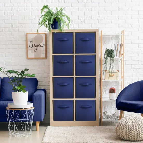 Sorbus Large 13" Storage Bins - 8 Pack Sturdy Collapsible Fabric Storage Cubes with Handles Navy blue {2}