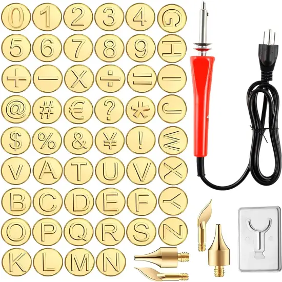 Wood Burning Tip Set, 26 Letters Wood Burning Tip Kit, DIY Wood/Leather Burning Set, Copper Letter Number Soldering Iron Stencils, DIY Embossing Carving Head Tools for Wood Leather DIY Crafts {1}