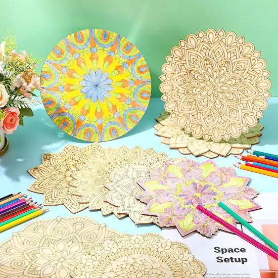 28 Pcs Wooden Mandala Painting Set {3}