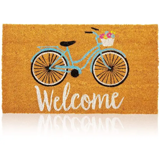 Natural Coir Doormat, Bicycle Welcome Mat (30 x 17 Inches) Brown {1}