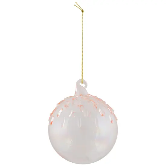 Northlight Textured Fused Glass Christmas Ball Ornament - 3" - Transparent Pink {3}