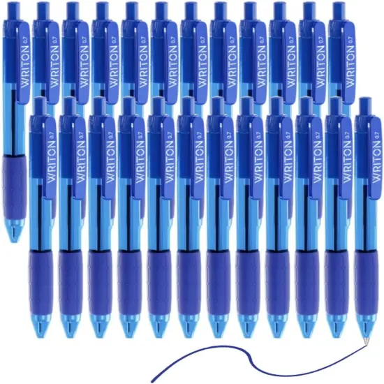 Retractable Blue Ballpoint Pens - 24-Pack Writing Pens - Comfortable Grip - 0.7mm Fine Point for Smooth Writing - Fast-Drying Ink Pen - Ball Point Pens - Modern School, Office Supplies {1}