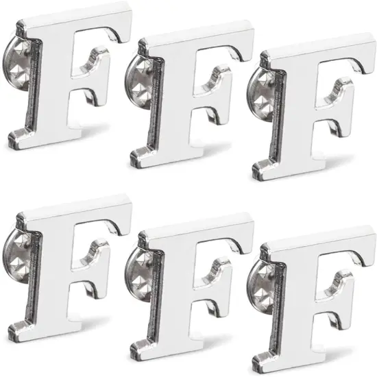 Bright Creations Alphabet Letter Lapel 6 Pack - F Monogram Lapel Pin Set Silver {1}