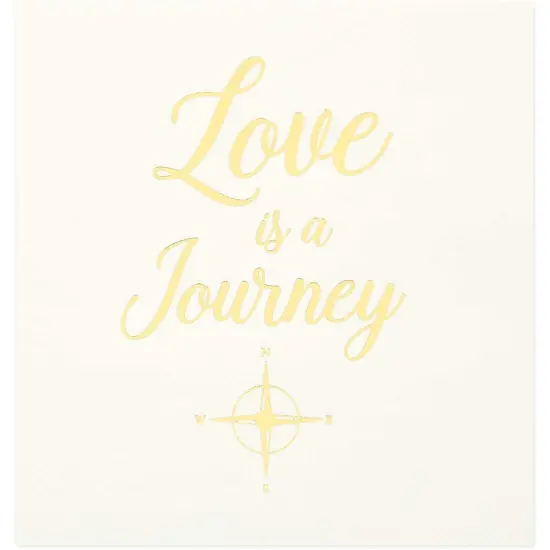 Wedding Cocktail Napkins, Love is a Journey, Gold Foil (5 x 5 In, 100 Pack) {4}