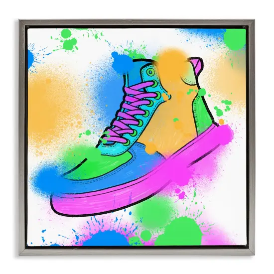 Stupell Industries Splattered Cool Sneakers Framed Floater Canvas Wall Art Design by Marcus Prime {1}
