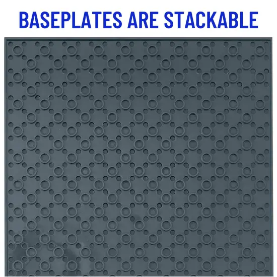 Strictly Briks 4 Pack Baseplates 10x10 in, Stackable Building Plates with 32 x 32 Studs, Mats, Bases, Boards, Sheets 100% Compatible with All Major Brands, Gray, Ages 3-14 Grey {3}