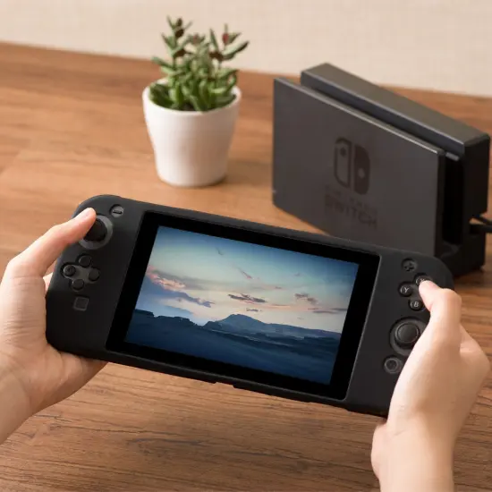 insten Protective Soft Silicone Skin Gel Cover Case [Anti-Slip][Lightweight][Slim Fit] for Use On Nintendo Switch Console with Joy-Con Attached - Black {2}