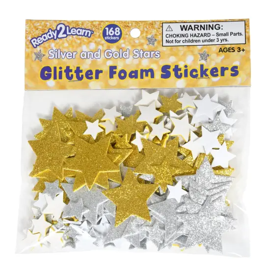 Glitter Foam Stickers - Stars - Silver and Gold {1}